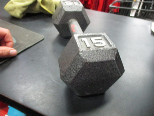 Used Cast Iron 15 LB Dumbbell