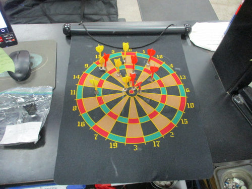 Used Magnetic Roll Up Dart Board (Includes 10 darts)