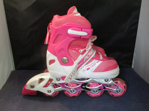 Used Power Pink Light-Up Wheels Inline Skates Kids Adjustable Size 31-34 (13-2)