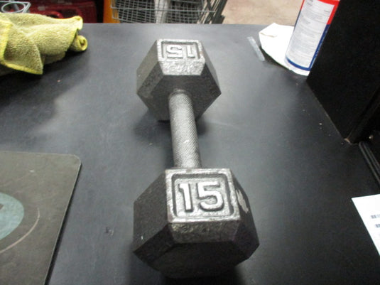 Used Cast Iron 15 LB Dumbbell