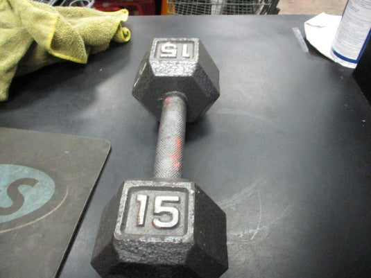 Used Cast Iron 15 LB Dumbbell