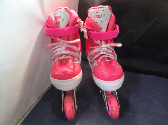 Used Power Pink Light-Up Wheels Inline Skates Kids Adjustable Size 31-34 (13-2)