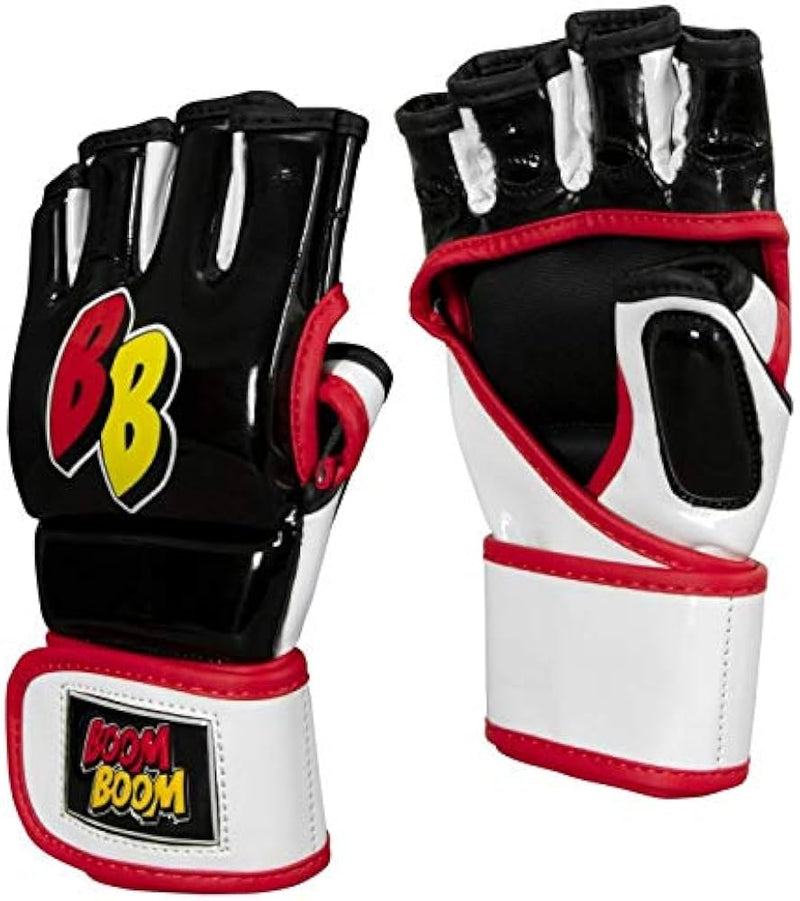 Load image into Gallery viewer, New Title Boom Boom Boxing Bomber Youth MMA Gloves - Black/White
