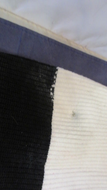 Used White, Black, & Blue SP Hockey Socks Size Youth - small hole