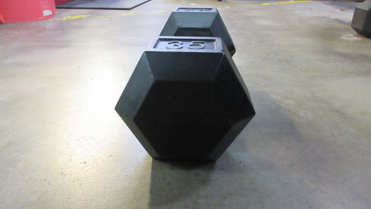 Used Rubber Coated 35Lb Hex Dumbbell