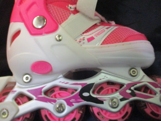 Used Power Pink Light-Up Wheels Inline Skates Kids Adjustable Size 31-34 (13-2)