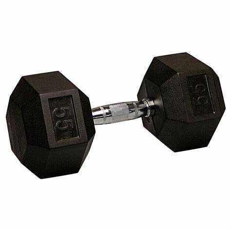 New Apollo 55 lb Rubber Hex Dumbbell