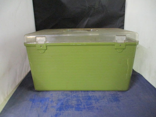 Used Green Tackle Box - cracks on back