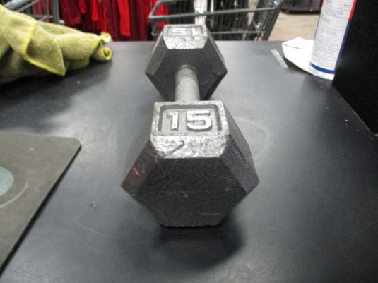 Used Cast Iron 15 LB Dumbbell