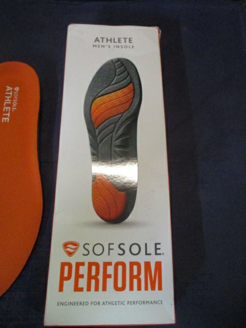 Used Sofsole Perform Athlete Men's Insoles Adult Size 9-10.5 - one insole cut