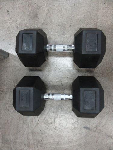 Used Rogue Rubber Hex 60 LB Dumbbell Pair