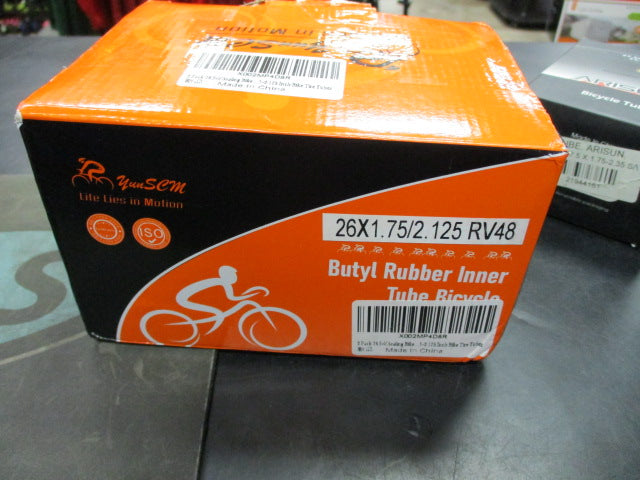 Load image into Gallery viewer, Used Yunscm 26 x 1.75/2 125 RV48 2 Pack Bicycle Tubes (NIB)
