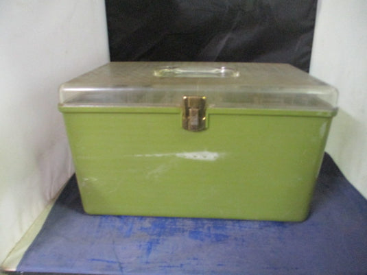 Used Green Tackle Box - cracks on back