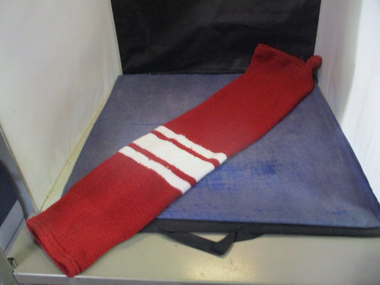 Used Red & White Knit 28" Hockey Socks - small holes