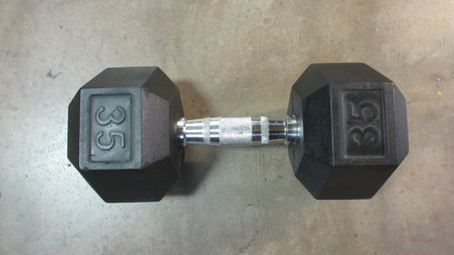 Used Rubber Coated 35Lb Hex Dumbbell