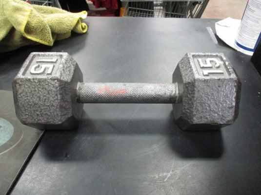 Used Cast Iron 15 LB Dumbbell