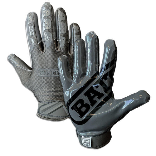 New Battle Triple Threat Receiver Football Gloves- Charcoal- Adult Size XL