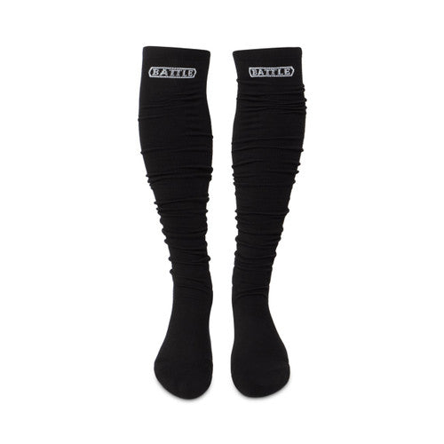 New Battle Long Football Scrunch Socks- One Pair-  Black Size Youth