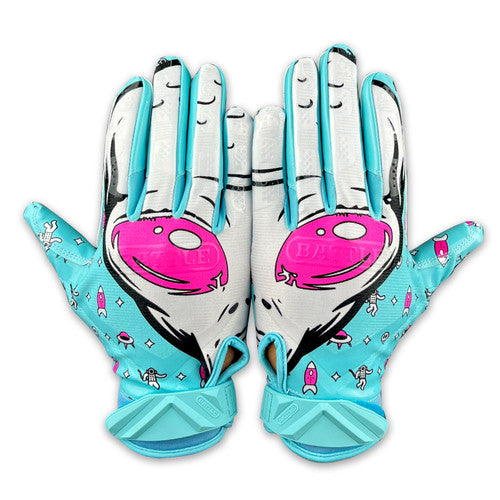 Load image into Gallery viewer, New Battle Cloaked &quot;Alien&quot; Blue and White Football Receiver Gloves - Adult Med
