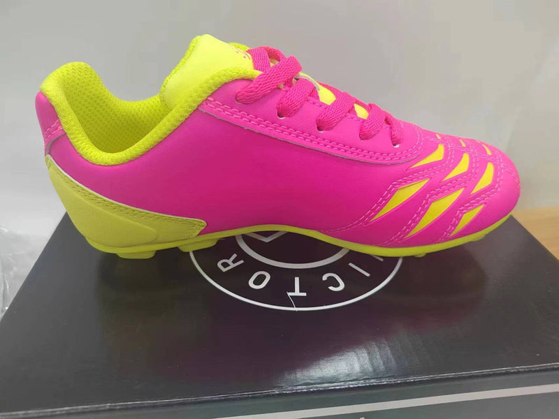 Load image into Gallery viewer, New Victor Sierra Kids Cattura MD Jr Soccer Shoes Size 11T Pink/Yellow
