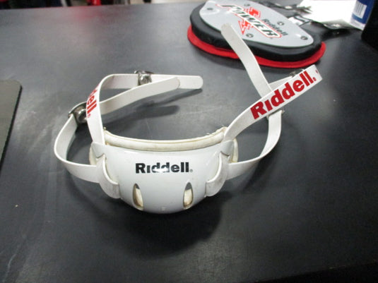 Used Riddell Youth White Hard Cup Chin Strap With Snaps