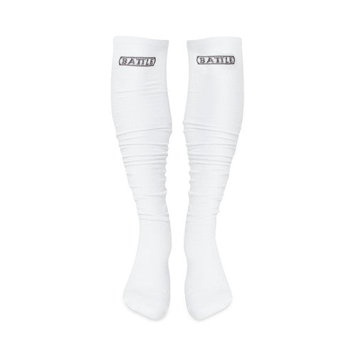 New Battle Long Football Scrunch Socks- One Pair-  White Adult Size L/XL