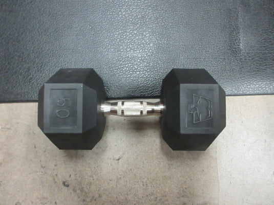 Used Hampton 50 LB Rubber Hex Dumbbell