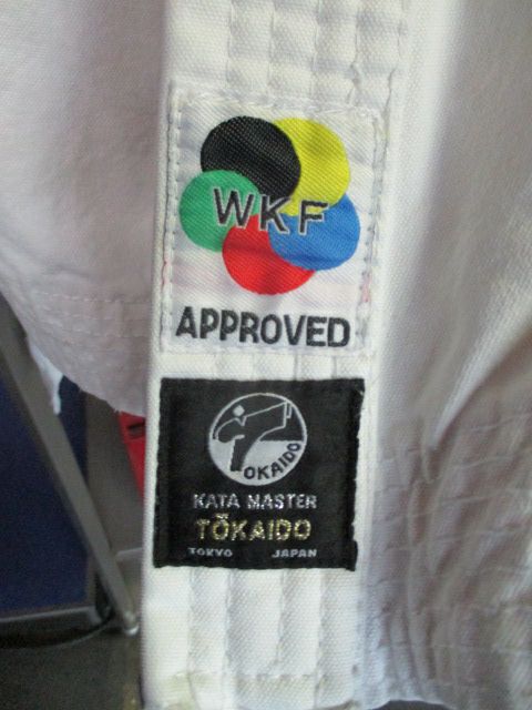 Used Tokaido Kata Okaido Master Karate Gi Jacket Size 3 - sweat stains