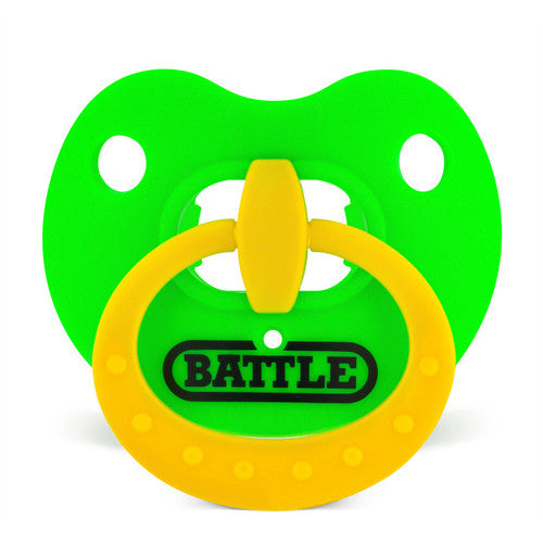 New Battle Binky Oxygen Neon Green w/ Yellow Ring Football Mouthguard - OSFM