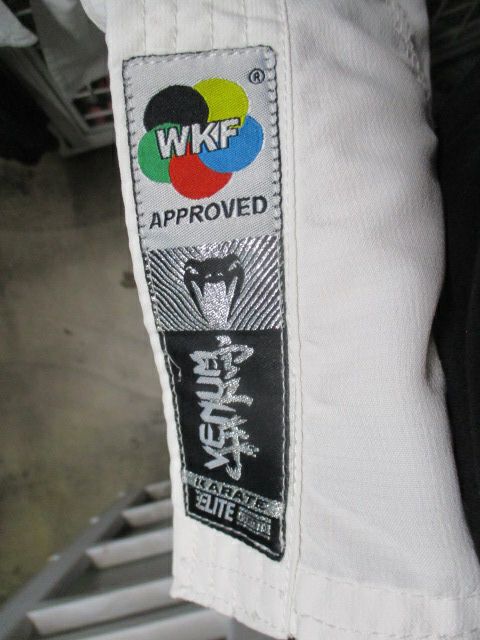 Used Venum Elite Kata White Karate Gi Jacket Size 3/160 - small sweat stains