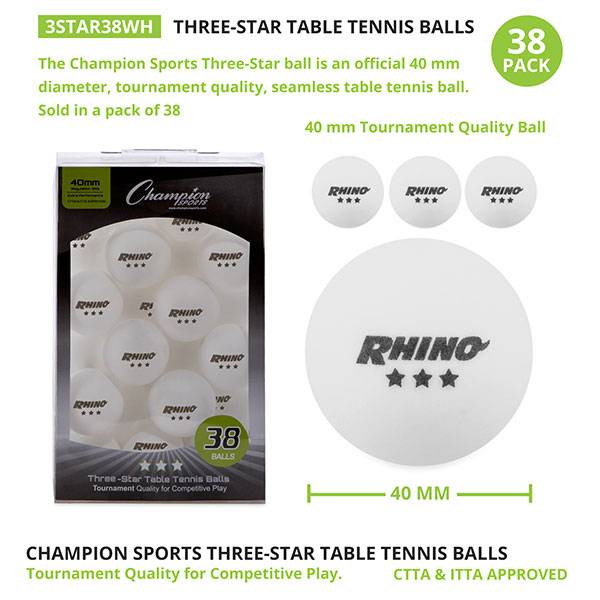 Load image into Gallery viewer, New Champion Sports 3 Star Tournament Tennis Table Balls 38 Pack White
