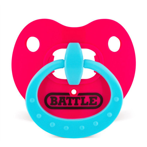 New Battle Binky Oxygen Pink w/ Baby Blue Ring Football Mouthguard - OSFM