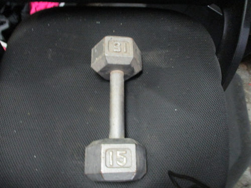 Used Cast Iron 15 LB Dumbbell