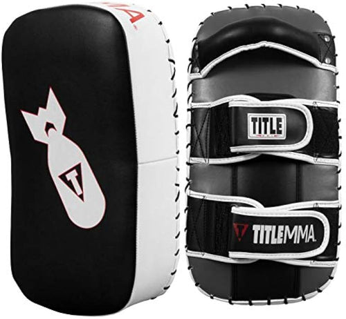 New Title MMA Air Raid Thai Pads (Pair) - Black/White/Grey