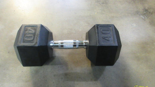 Used Rubber Coated 40Lb Hex Dumbbell