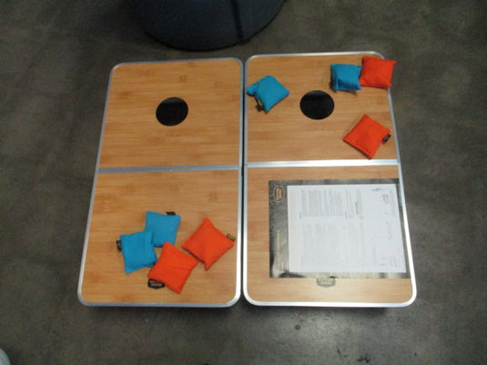 Used Outside Inside Compact Convertible Dual Purpose Tables & Cornhole Set