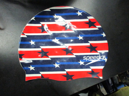 Used Speedo Red White and Blue Adult Size Swim Cap