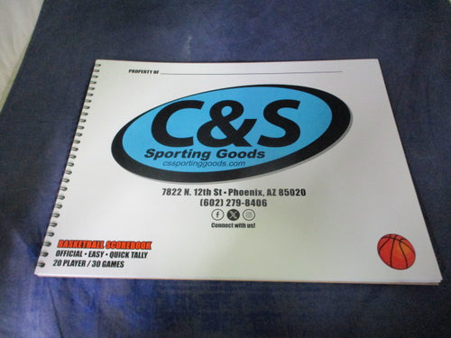 New C & S Sporting Goods 20 Player / 30 Games Official Basketball Scorebook