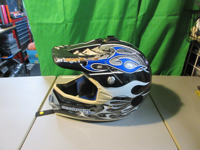 Load image into Gallery viewer, Used Scorpion Exo VX-17 Size Large Motocross Helmet - wear on helmet
