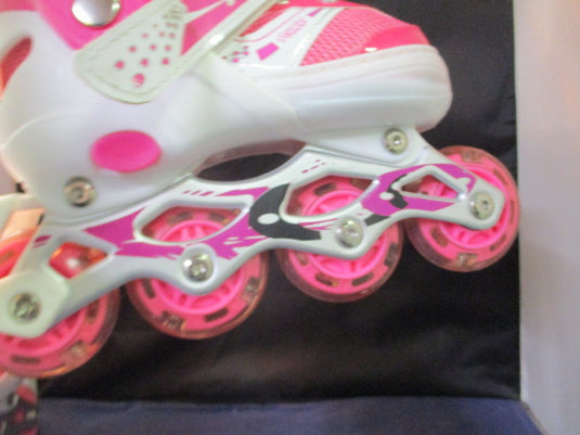 Used Power Pink Light-Up Wheels Inline Skates Kids Adjustable Size 31-34 (13-2)