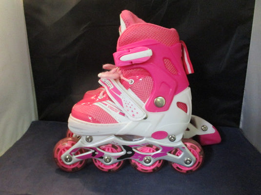 Used Power Pink Light-Up Wheels Inline Skates Kids Adjustable Size 31-34 (13-2)