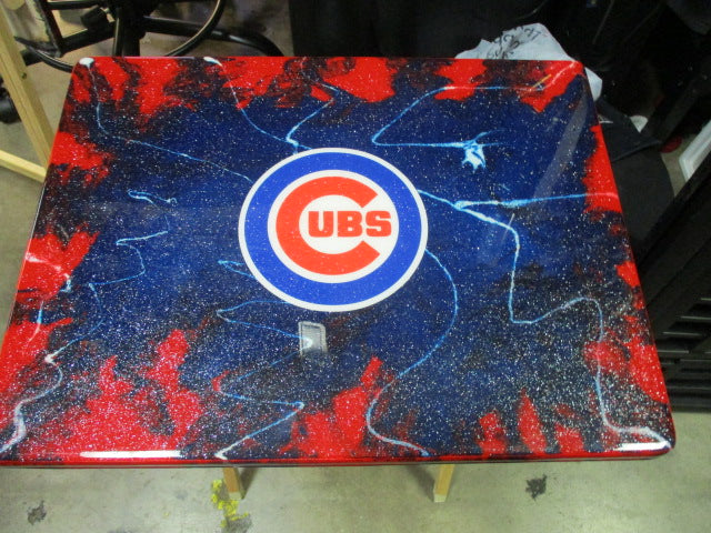 Load image into Gallery viewer, New Custom Made Epoxy Chicago Cubs Wood Folding Table 19&quot;x15&quot; x26.5&quot; Tall
