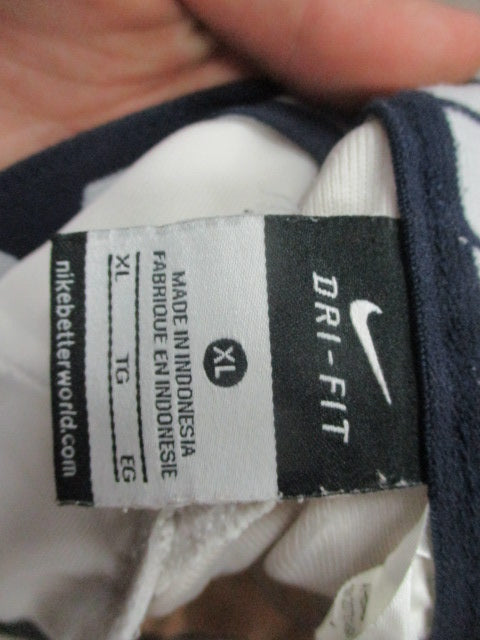 Load image into Gallery viewer, Used Nike Open Bottom White Baseball Pants W/ Navy Piping Adult XL (Hemmed)
