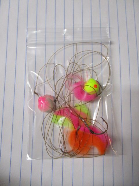 Used Fishing Hook Pack - 3 hooks, floater, and fishing line