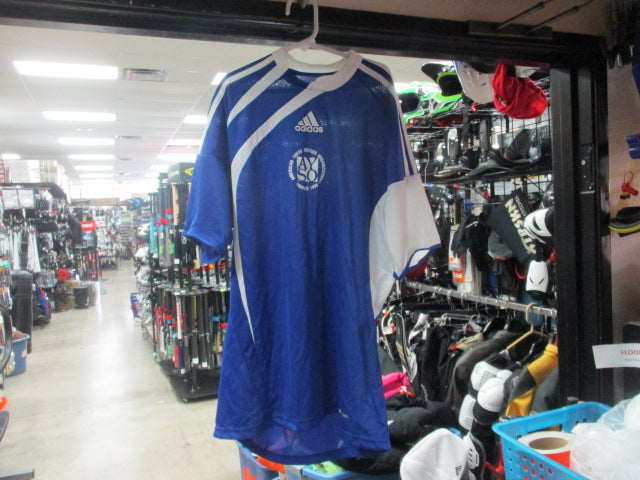 Load image into Gallery viewer, Used Adidas Tiro AYSO Blue Soccer Jersey Small
