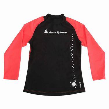 New Aqua Sphere Rashguard UPF 50+ Red/ Black - Girls 10Y