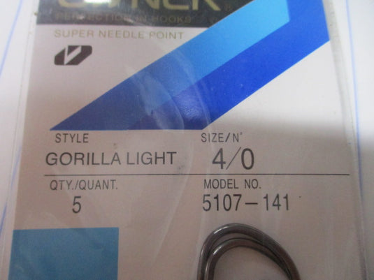 Owner Gorilla Light 4/0 Hooks -5 ct