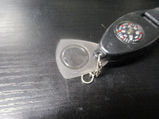 Used 4 in 1 Compass, Whistle, Temperature, Magnifying Glass Tool