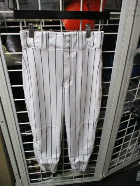 Load image into Gallery viewer, Used White and Black Pin-Striped Elastic Bottom Pants Youth Size Large
