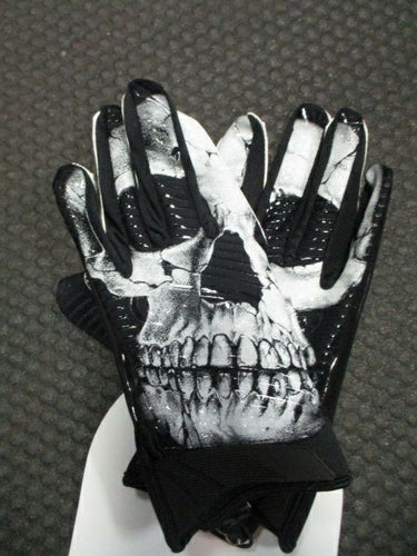 New Battle Skullface Cloaked Football Receiver Gloves - Adult Size Medium